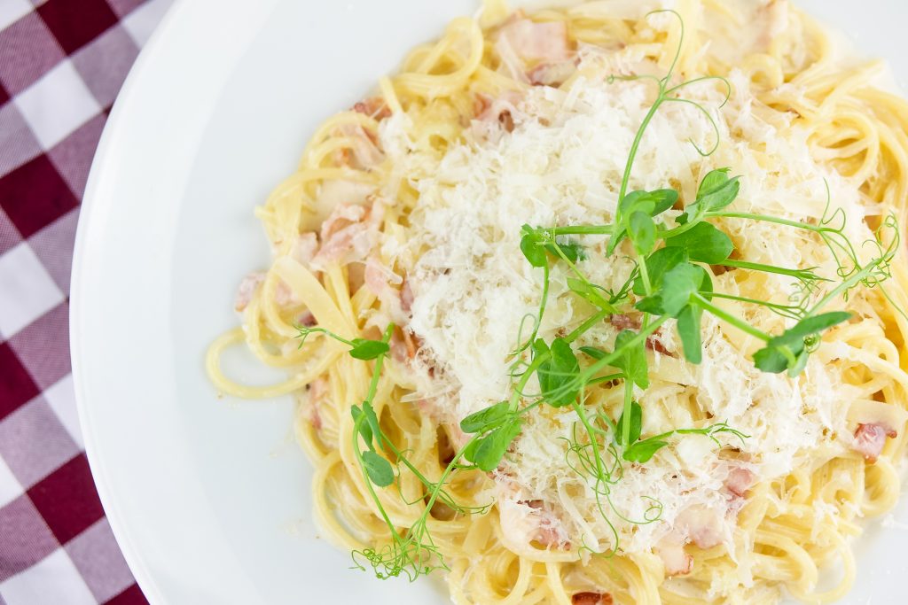 Carbonara with guanciale or pancette for 2